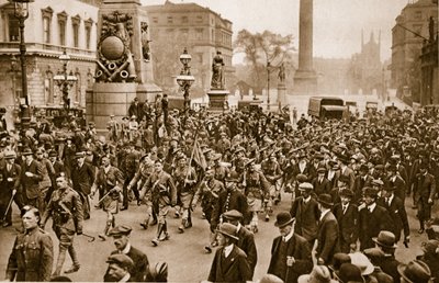 1st Battalion London Scottish marching through London on arrival from France, May 16th, 1919 by English Photographer